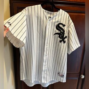 Majestic Chicago White Sox Pinstripe Baseball Jersey #1 - Y2K Unisex Mens - XL